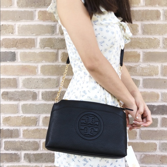 Tory Burch Bombe chain Crossbody Black Large - Picture 2 of 8